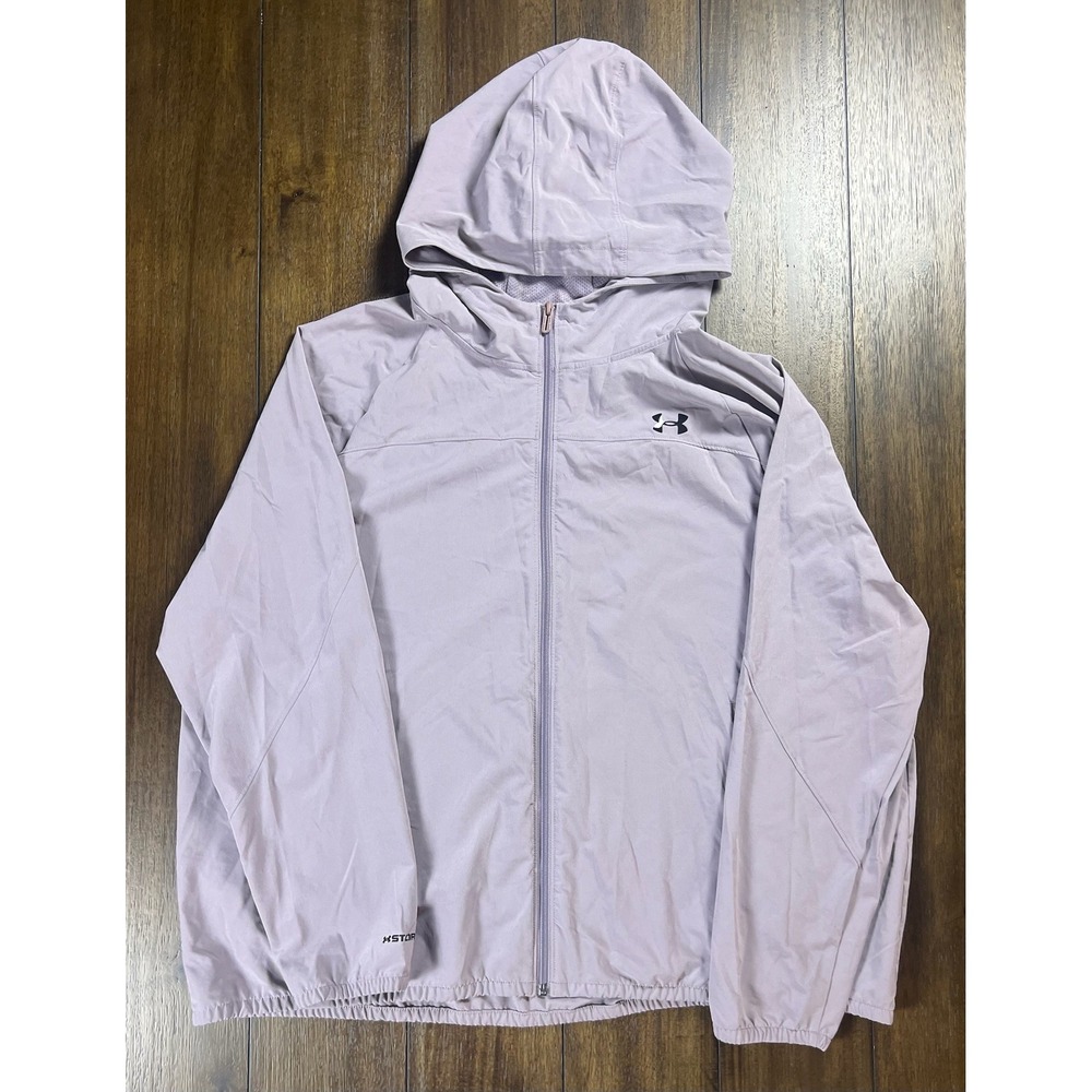 Under Armour Storm Windbreaker Jacket Womens 1X Lavender Purple Full Zip Hooded